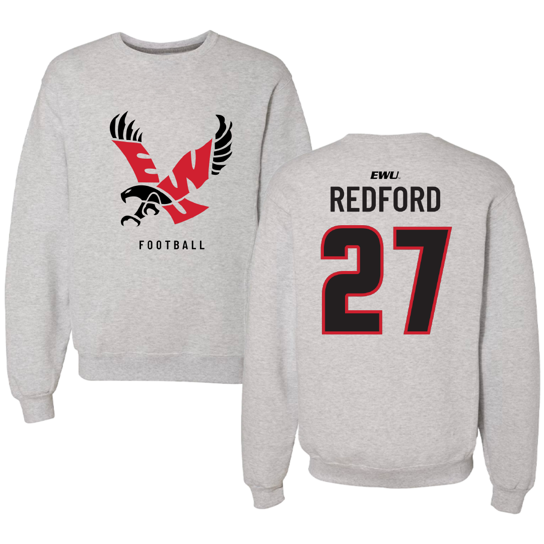 Eastern Washington University Football Gray Crewneck - #27 Isaac Redford
