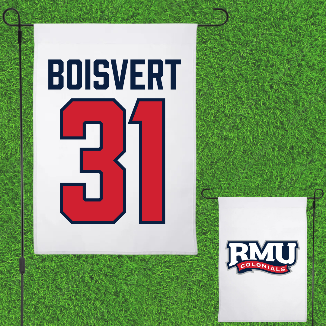Robert Morris University Ice Hockey White Garden Flag - #31 Francis Boisvert