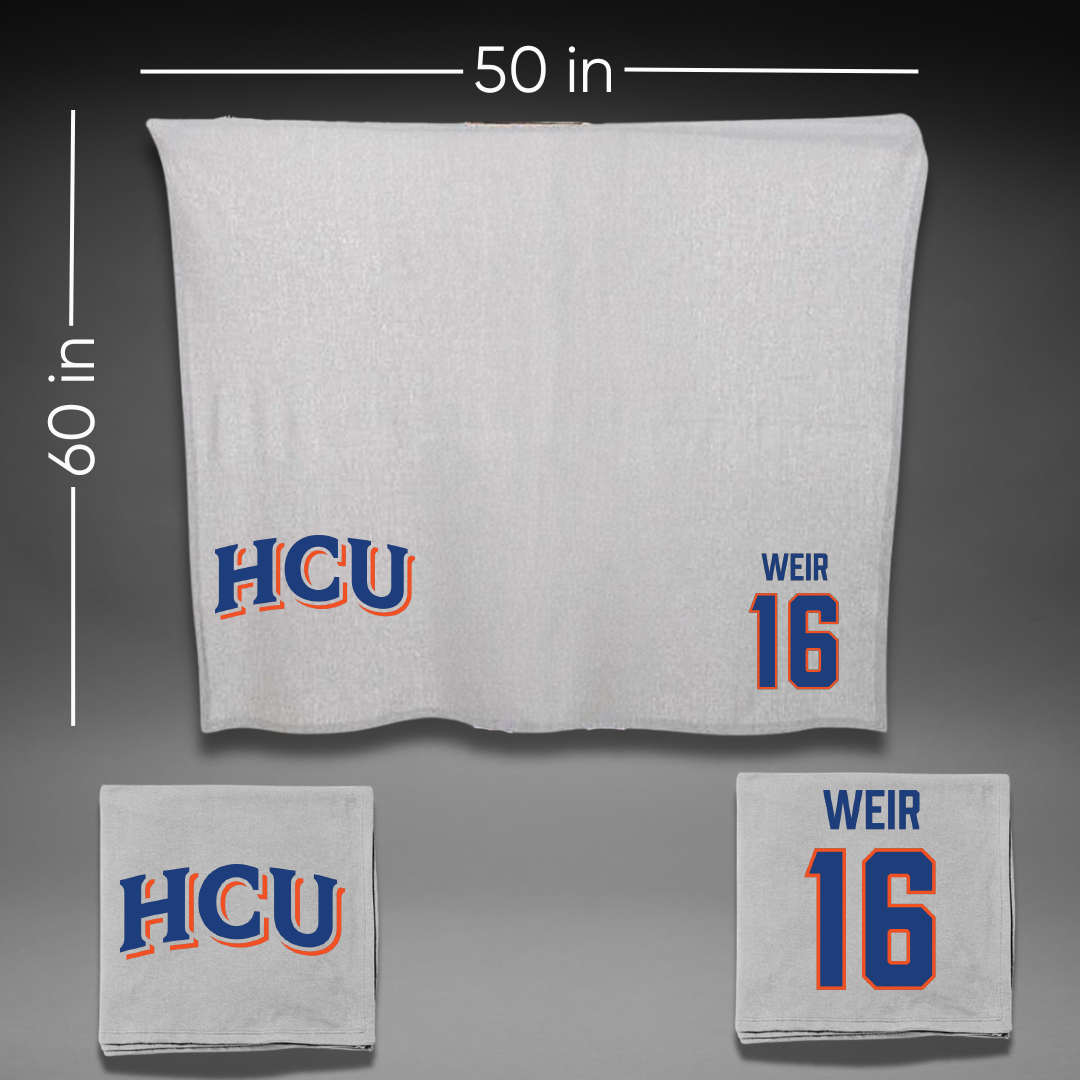 Houston Christian University Football Gray Blanket - #16 Jake Weir