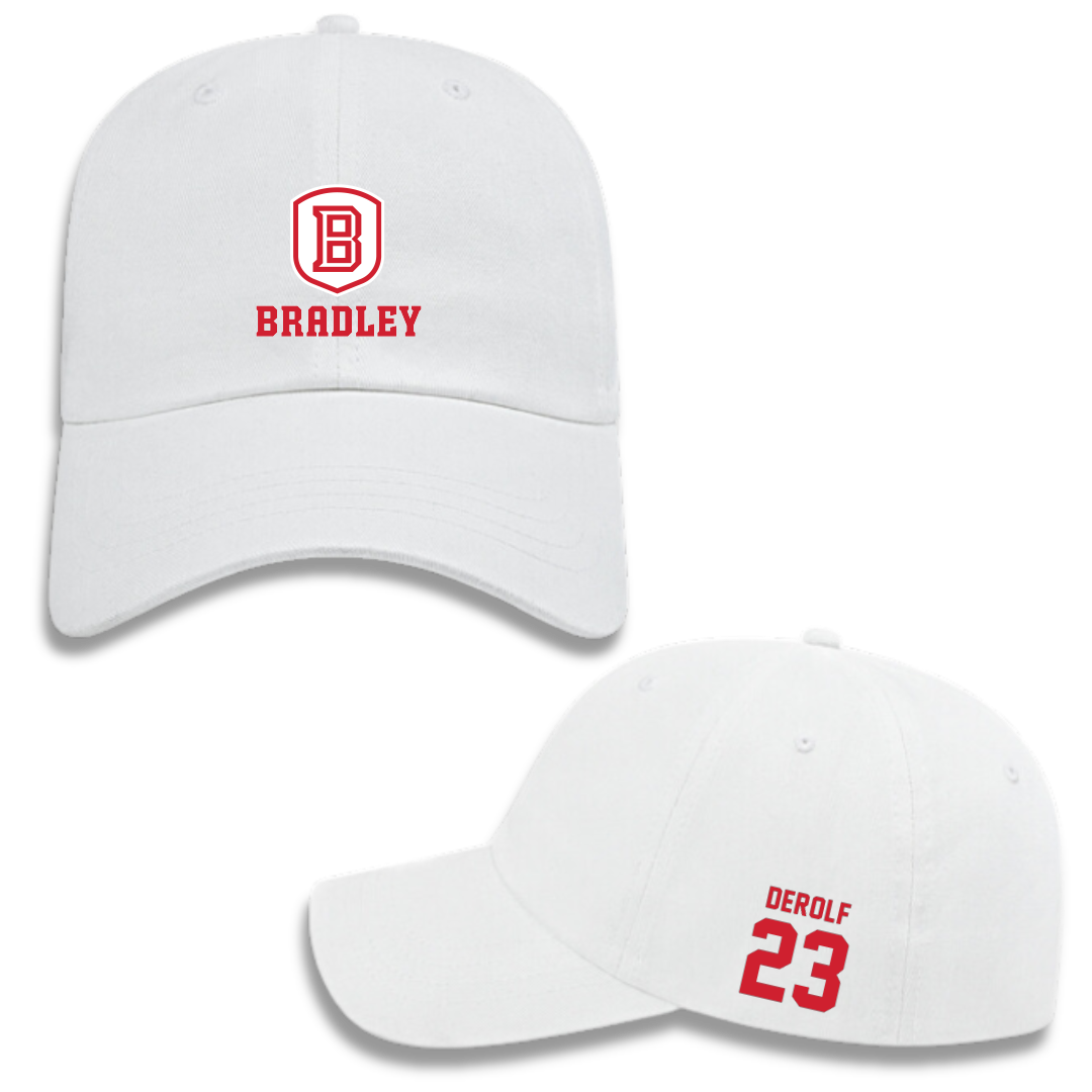 Bradley University Softball White Hat - #23 Lauren DeRolf