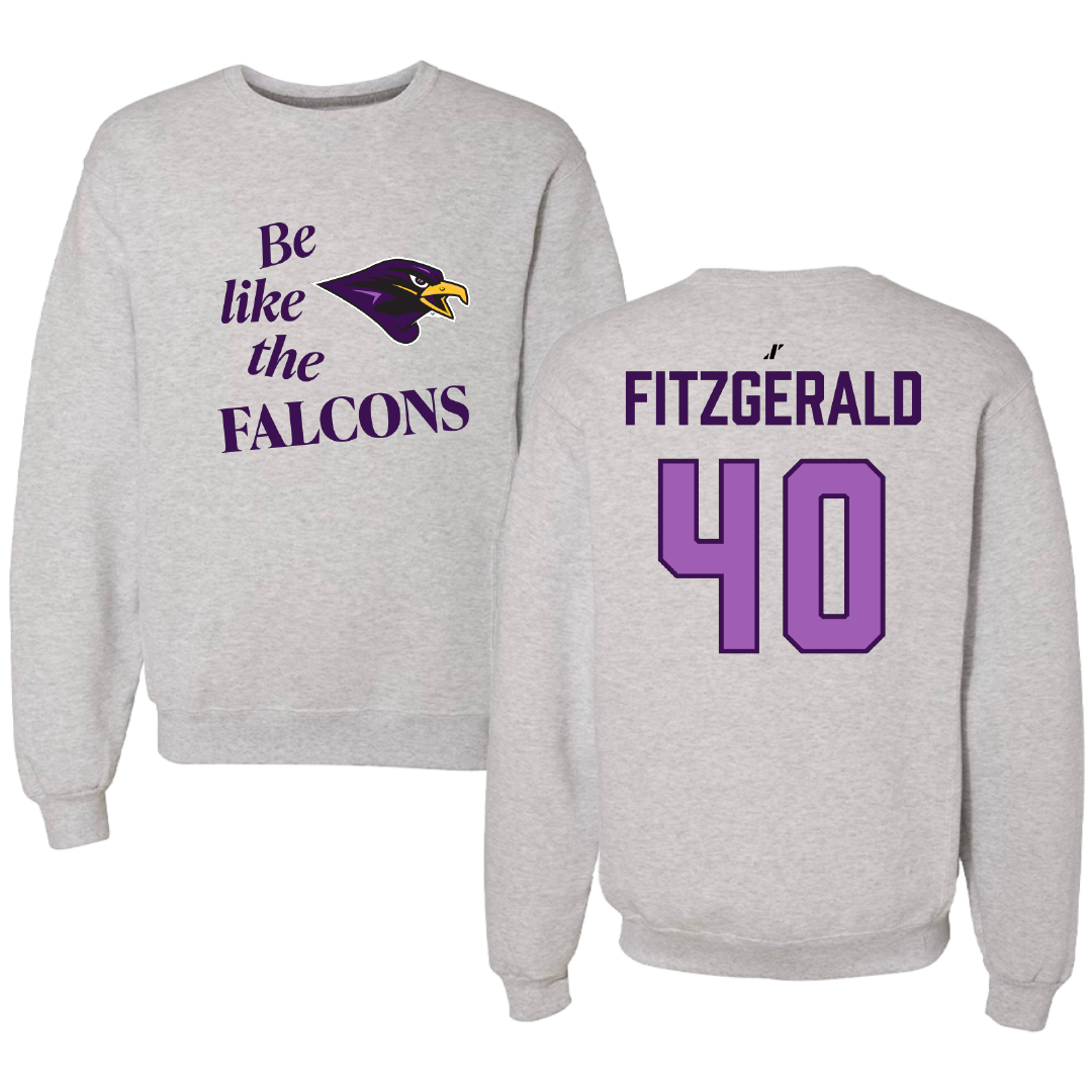 University of Montevallo Baseball Light Gray Be Like Us Crewneck - #40 Jack Fitzgerald