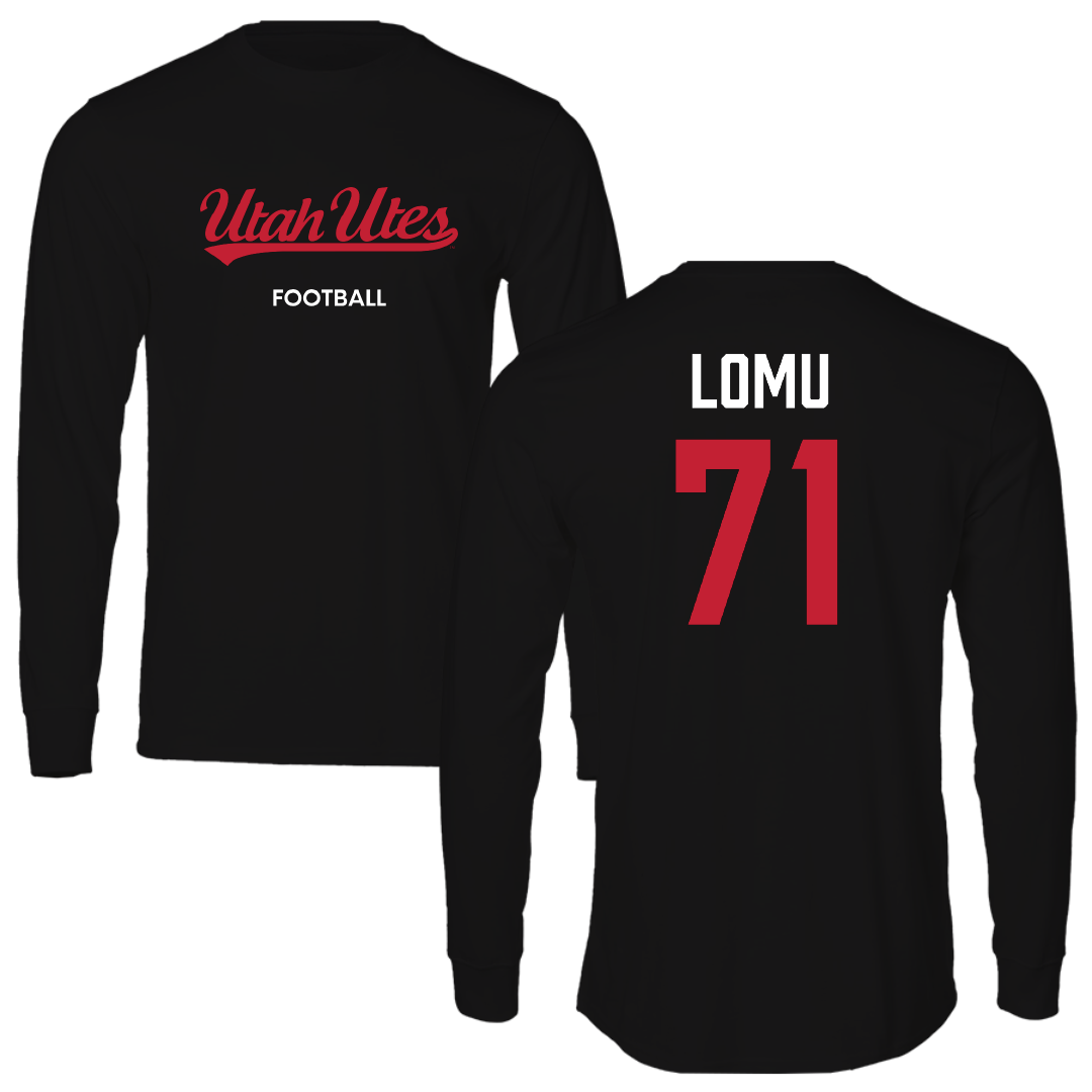 University of Utah Football Black Utes Long Sleeve - #71 Caleb Lomu
