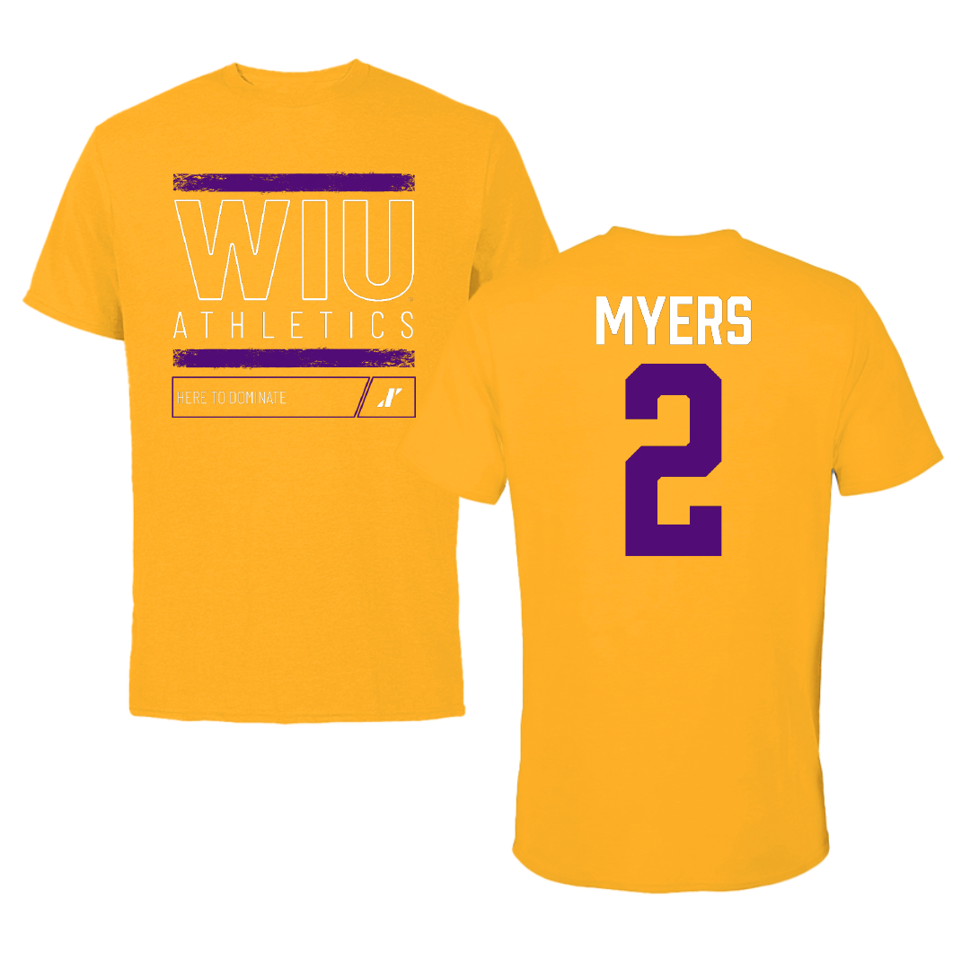 Western Illinois University Basketball Gold Dominate Performance Tee - #2 Ryan Myers