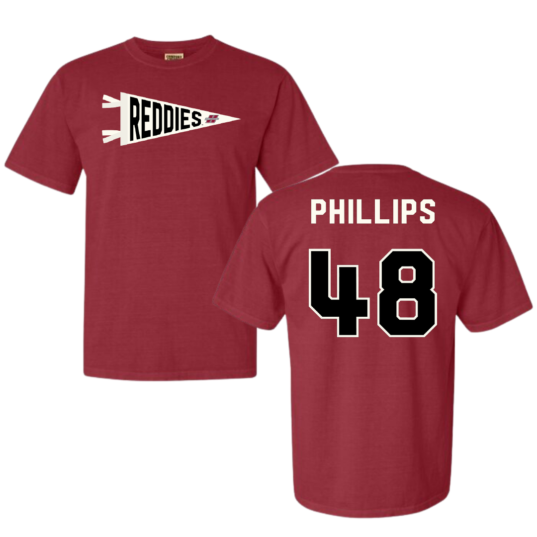 Henderson State University Baseball Crimson Pennant Comfort Colors Tee - #48 Austin Phillips