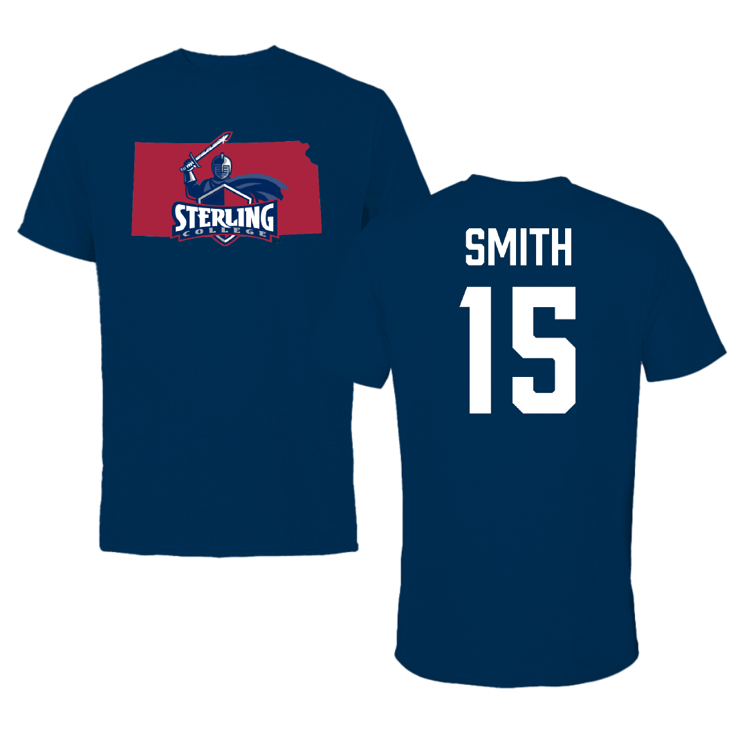 Sterling College Basketball Navy State Performance Tee - #15 Julian Smith