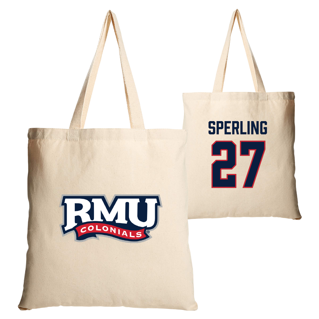 Robert Morris University Ice Hockey Tan Canvas Tote Bag - #27 Chace Sperling