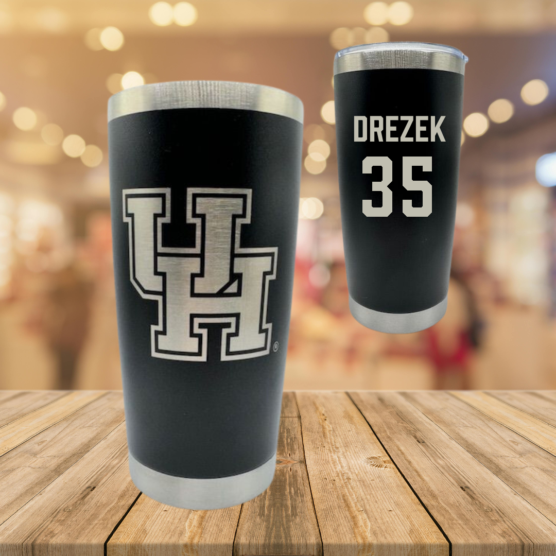 University of Houston Baseball Black Stainless Steel Tumbler - #35 Graysen Drezek