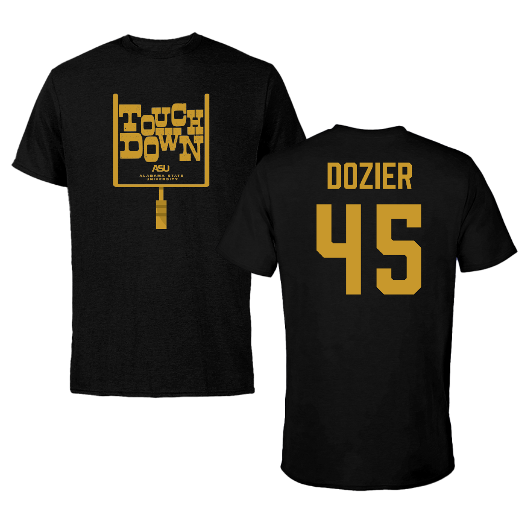 Alabama State University Football Black Touchdown Performance Tee - #45 Rico Dozier