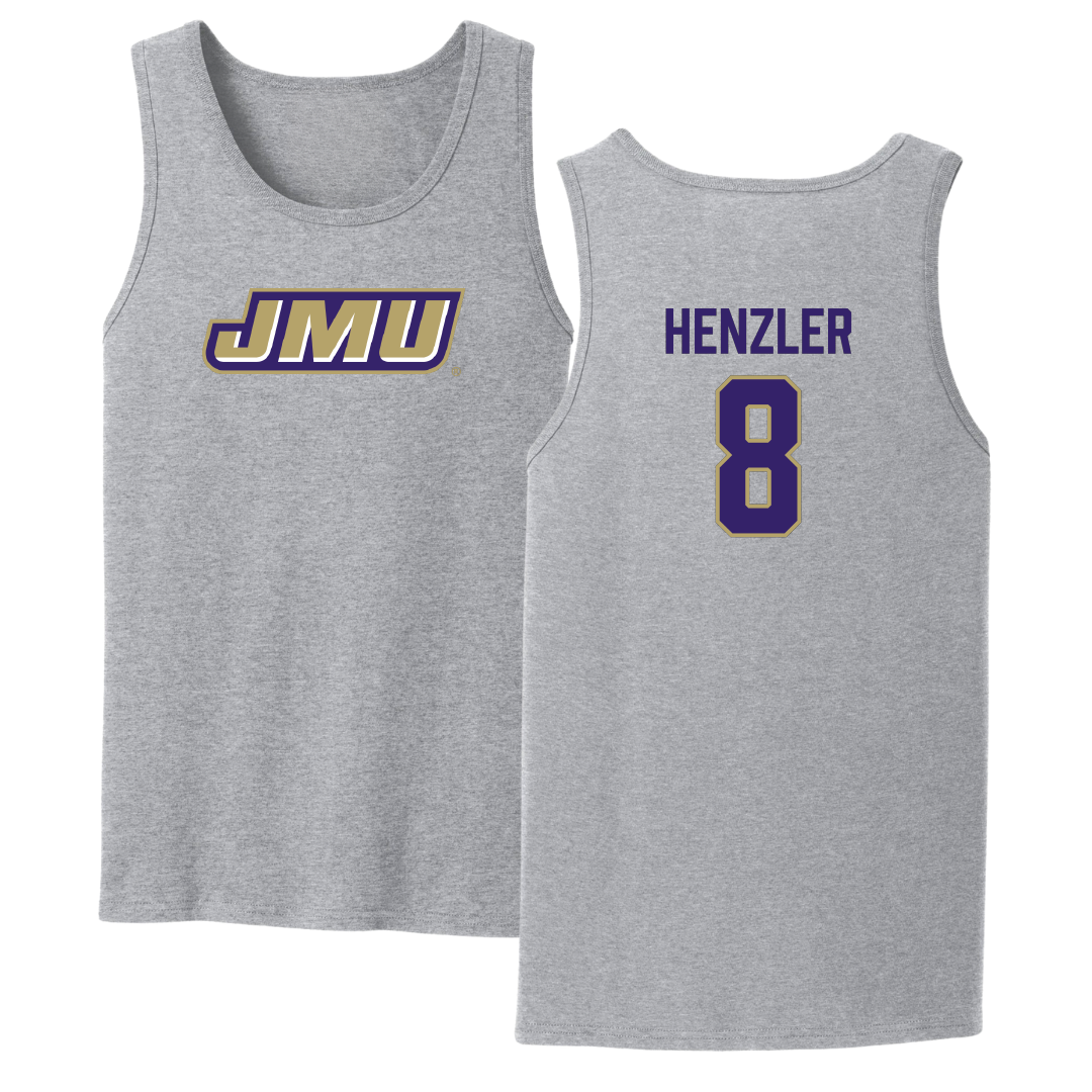 James Madison University Softball Sport Gray Tank Top - #8 Bella Henzler