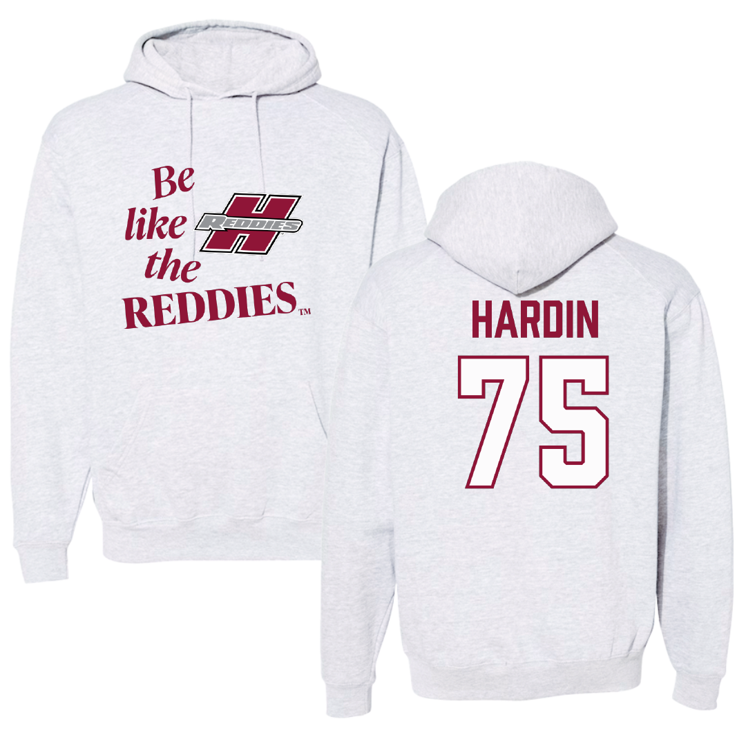 Henderson State University Football Light Gray Be Like Us Hoodie - #75 Elijah Hardin