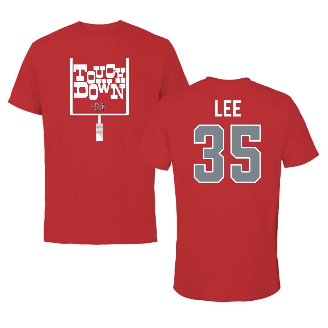 Nicholls State University Football Red Touchdown Performance Tee - #35 Ethan Lee
