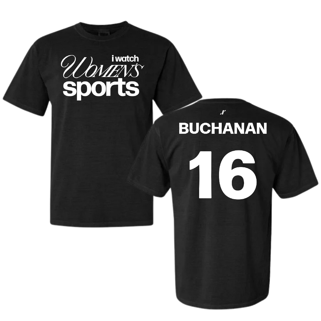 Texas A&M University Soccer Black WHM Comfort Colors Tee - #16 Trinity Buchanan