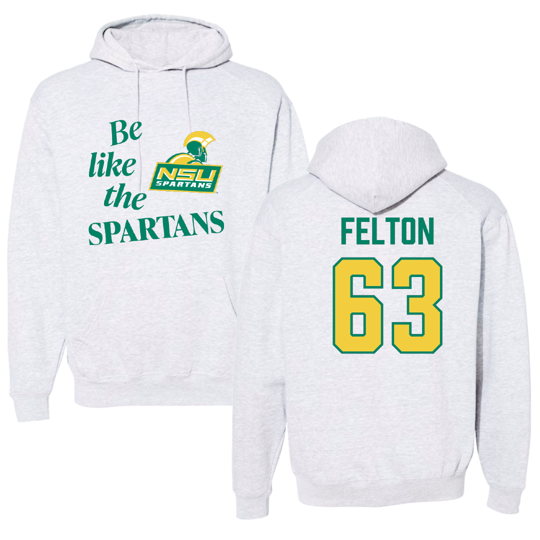 Norfolk State University Football Light Gray Be Like Us Hoodie - #63 Marselle Felton