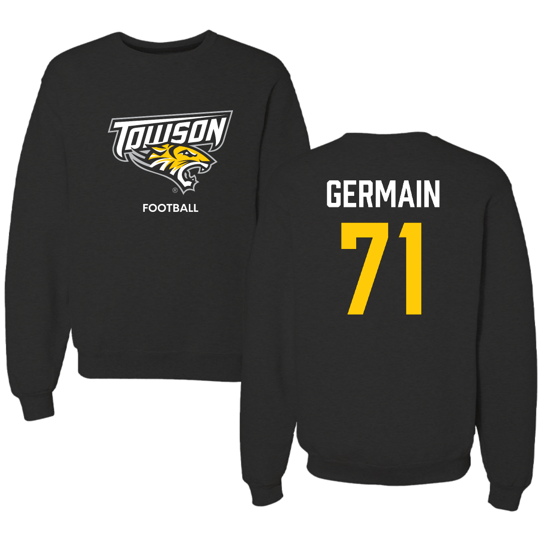 Towson University Football Black Crewneck - #71 Jean Germain