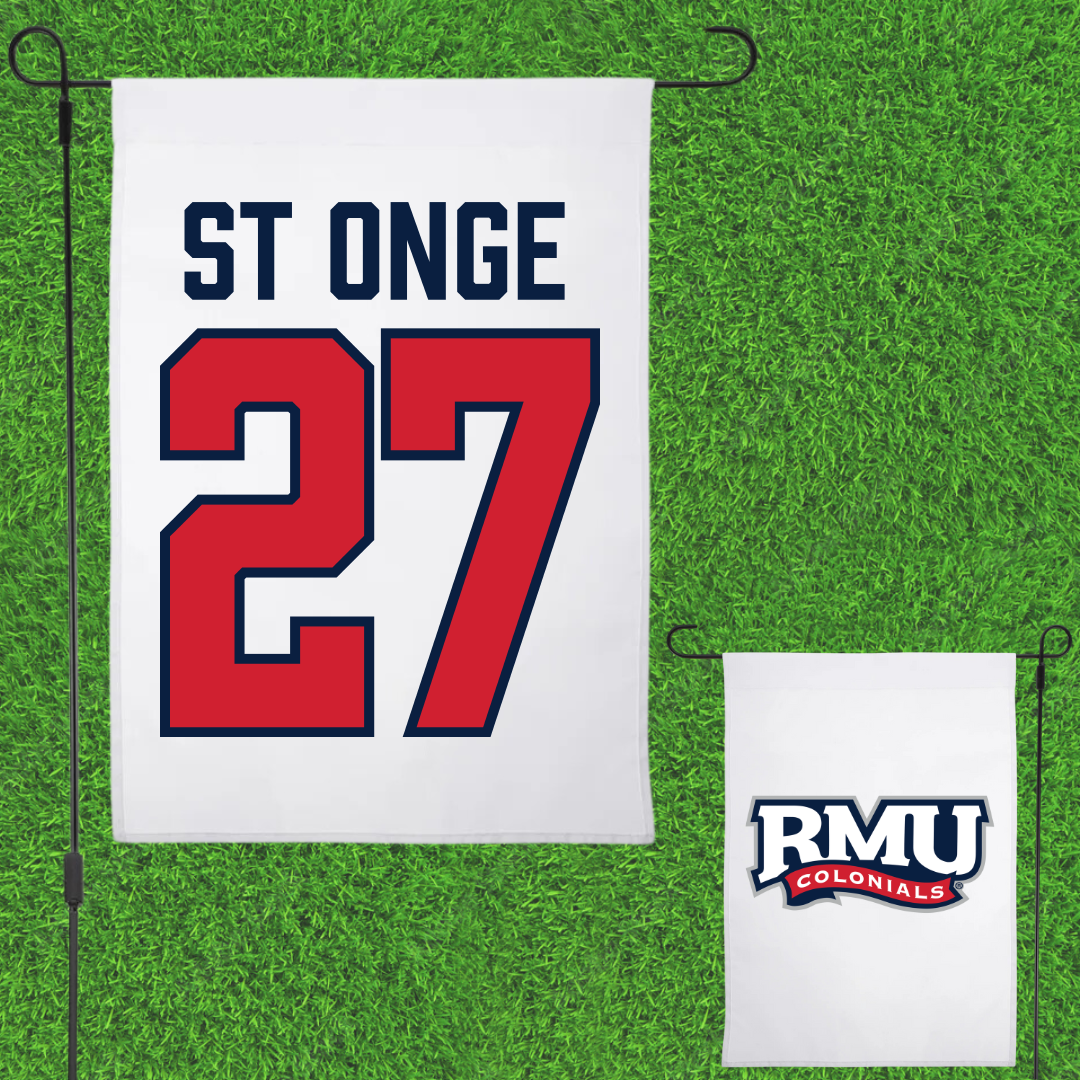 Robert Morris University Ice Hockey White Garden Flag - #27 Rylee St Onge