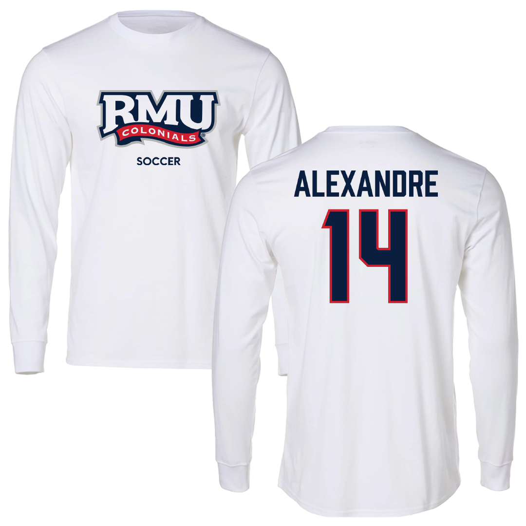 Robert Morris University Soccer (M) White Mascot Performance Long Sleeve - #14 Chase Alexandre