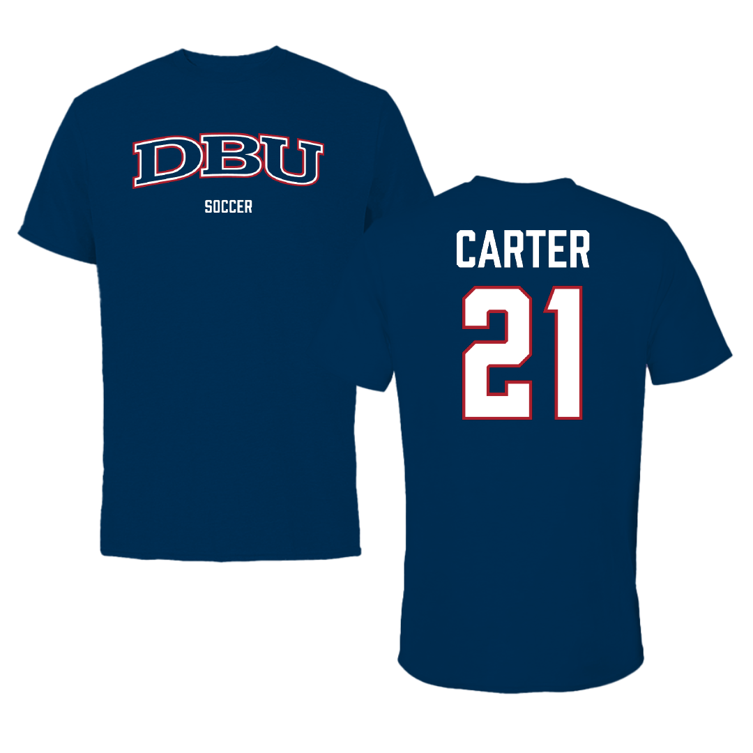 Dallas Baptist University Soccer (W) Navy Performance Tee - #21 Amiyah Carter