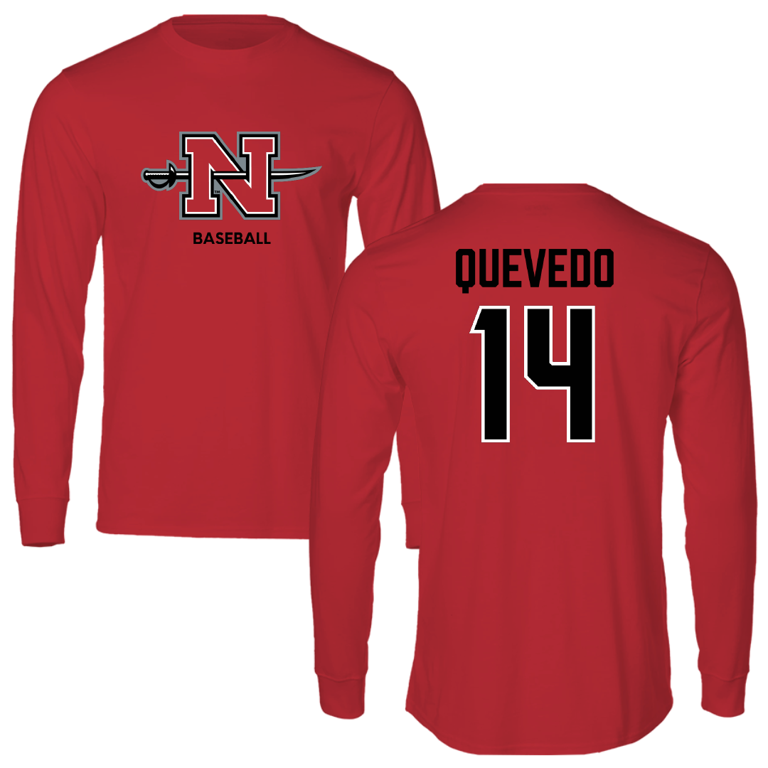 Nicholls State University Baseball Red Mascot Long Sleeve - #14 Michael Quevedo