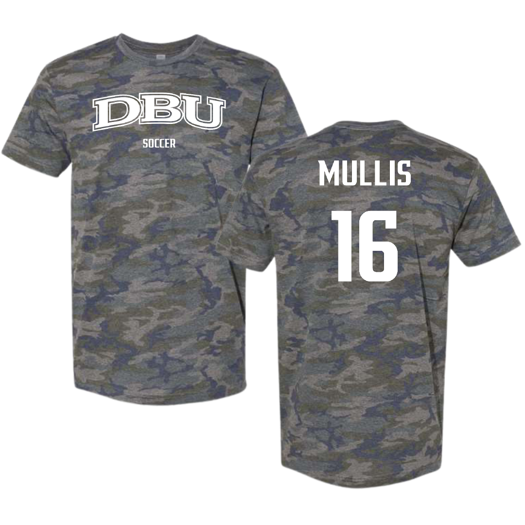 Dallas Baptist University Soccer (W) Vintage Camo Tee - #16 Kathryn Mullis