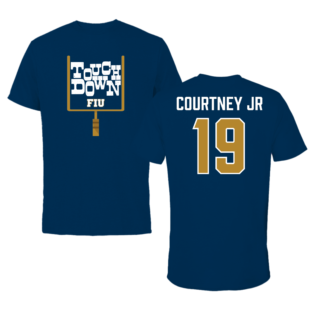 Florida International University Football Navy Touchdown Performance Tee - #19 Percy Courtney Jr