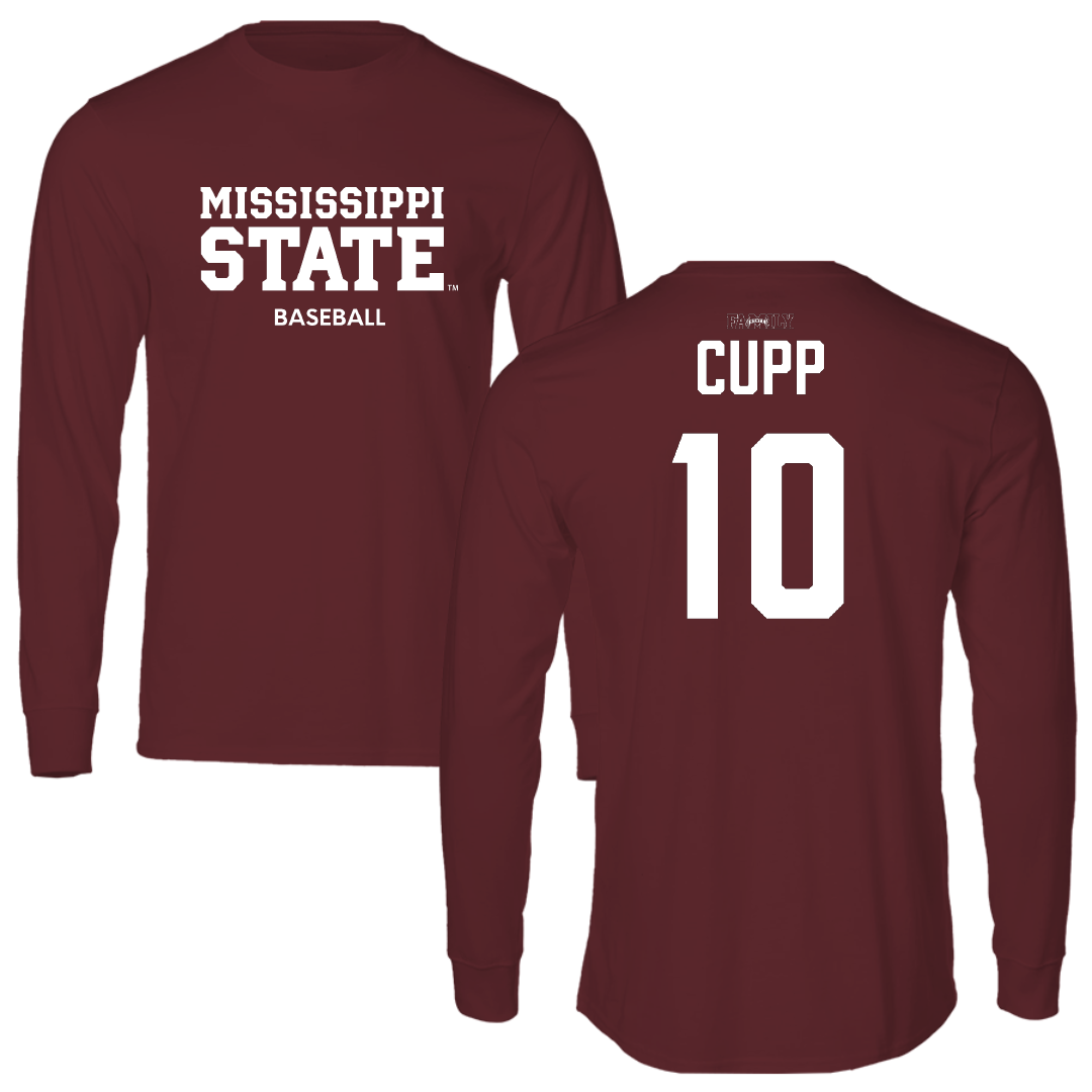 Mississippi State University Baseball Maroon Long Sleeve - #10 Dylan Cupp