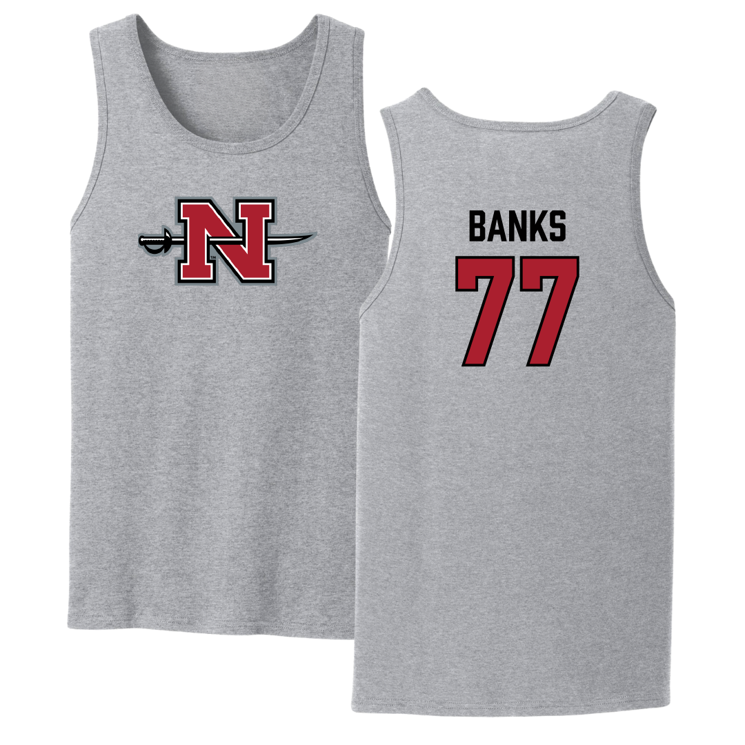 Nicholls State University Football Sport Gray Tank Top - #77 Cam Banks