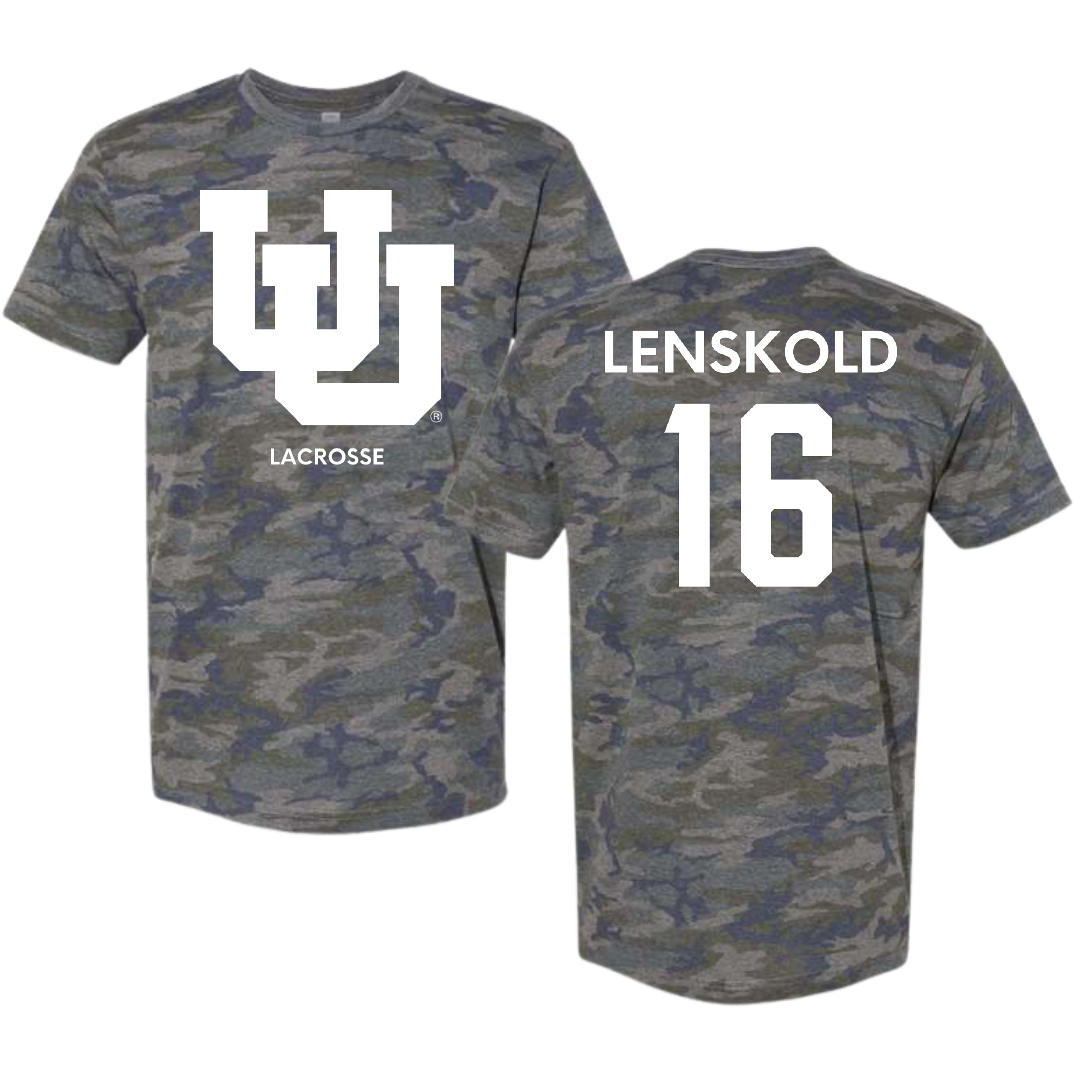 University of Utah Lacrosse (M) Vintage Camo Tee - #16 Colin Lenskold