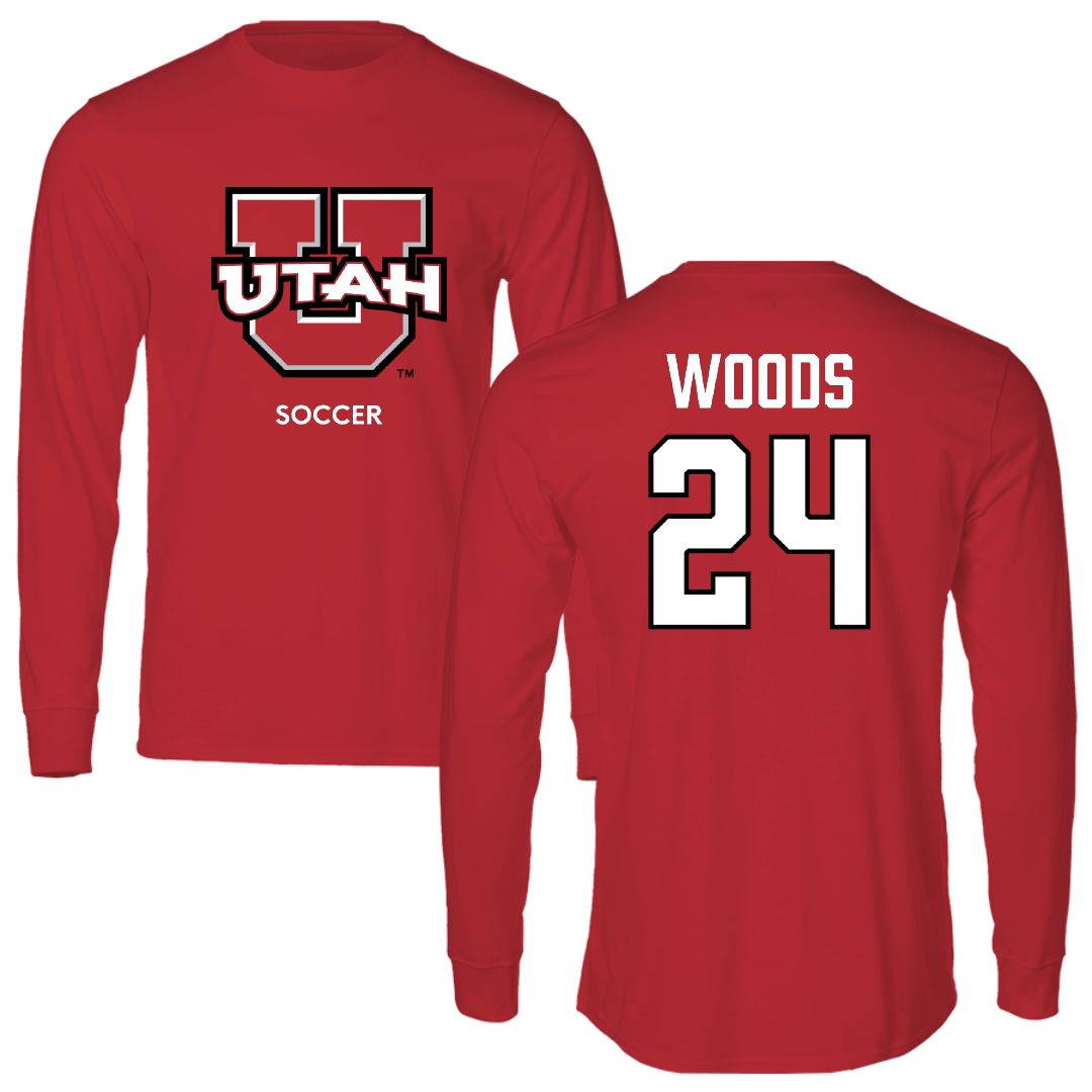 University of Utah Soccer (W) Red Utes Performance Long Sleeve - #24 Bella Woods