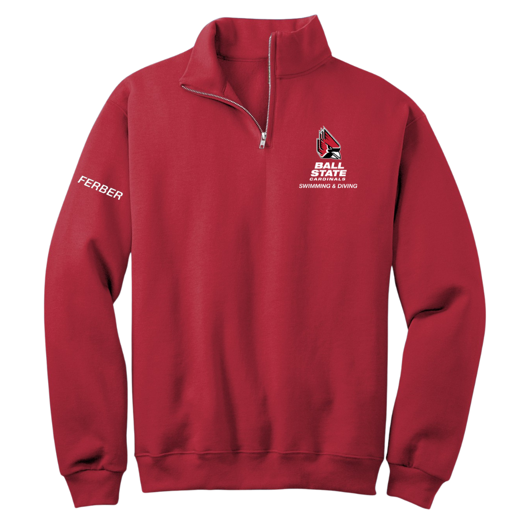 Ball State University Swimming & Diving Red Quarter-Zip - Reeve Ferber