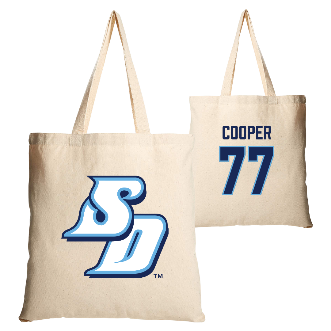 University of San Diego Football Tan Canvas Tote Bag - #77 Malachi Cooper