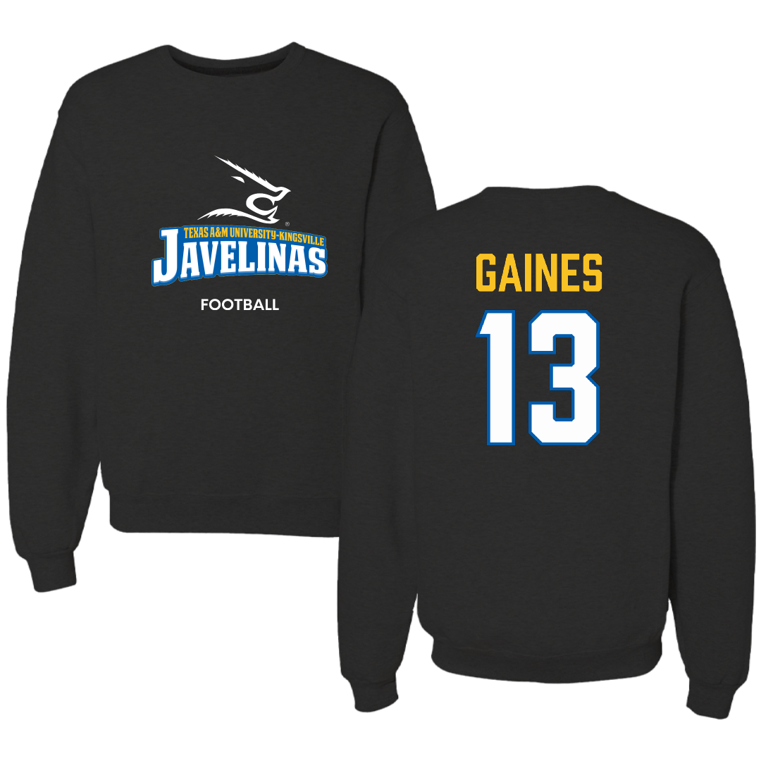 Texas A&M University-Kingsville Football Black Crewneck - #13 Jason Gaines