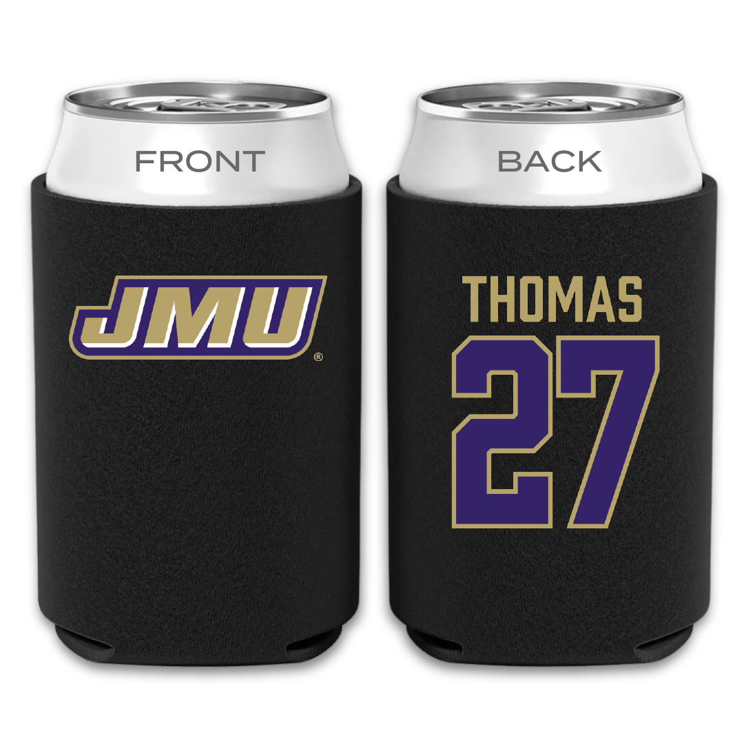James Madison University Football Black Can Cooler - #27 Jacob Thomas
