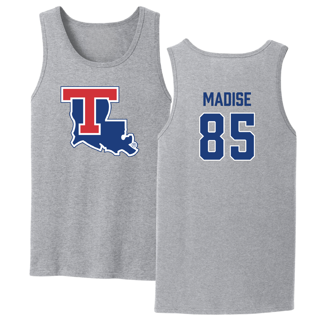 Louisiana Tech University Football Sport Gray Tank Top - #85 Adem Madise