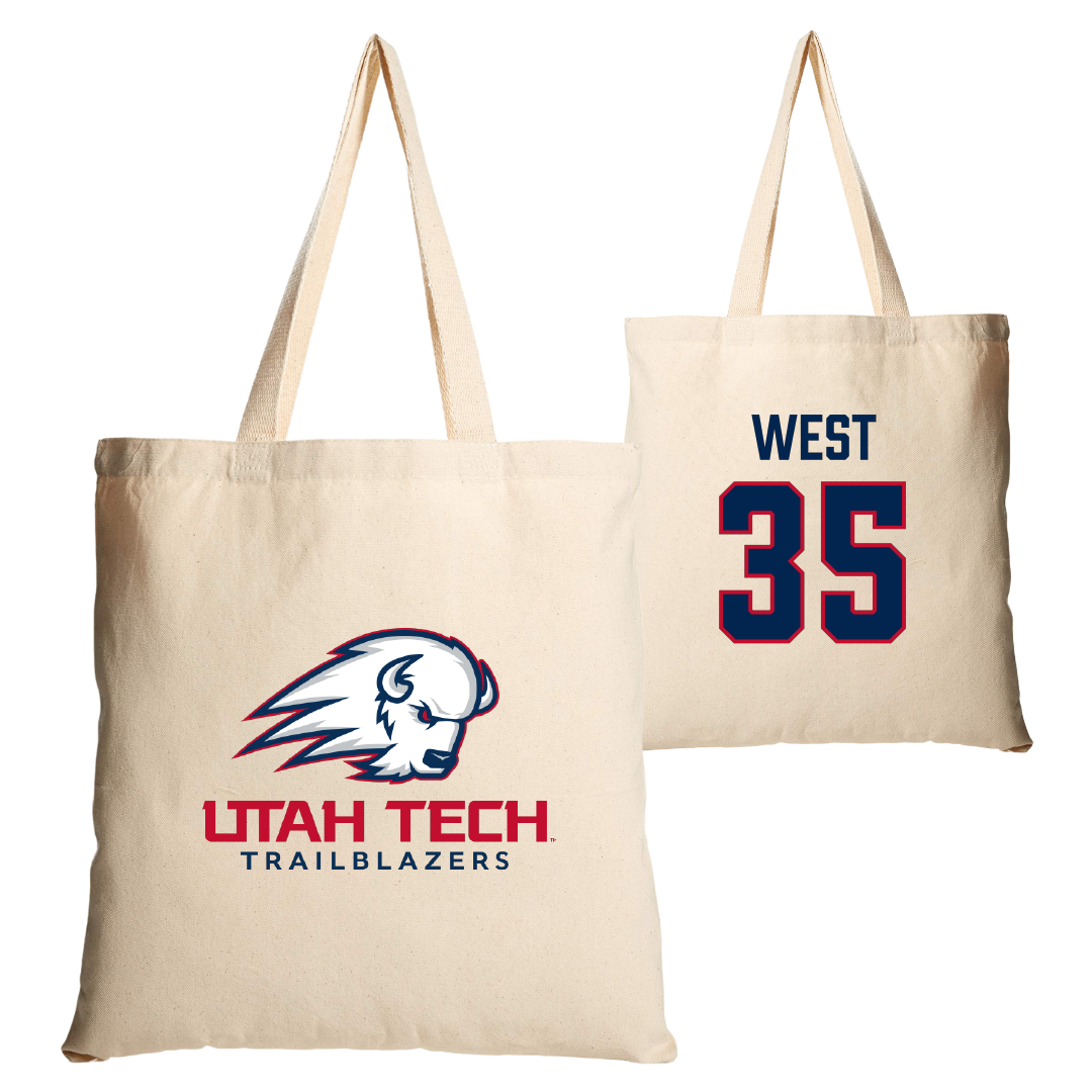 Utah Tech University Baseball Tan Canvas Tote Bag - #35 Dakoda West