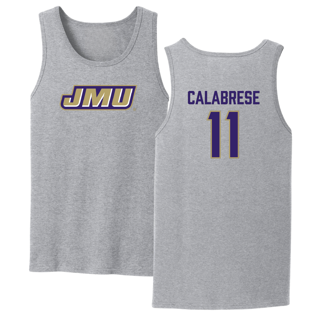 James Madison University Baseball Sport Gray Tank Top - #11 Coleman Calabrese