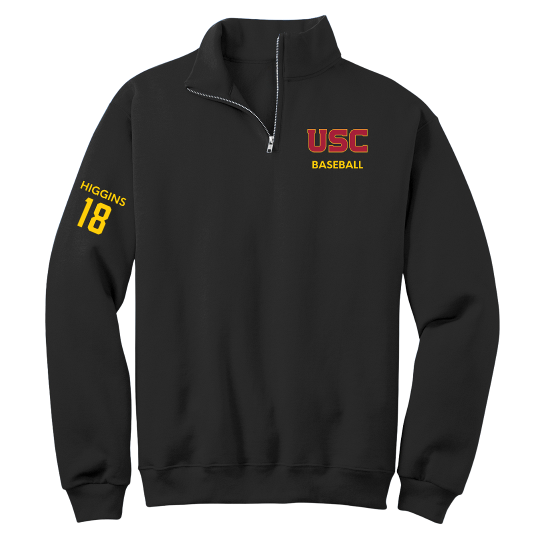 University of Southern California Baseball Black Quarter-Zip - #18 Kade Higgins
