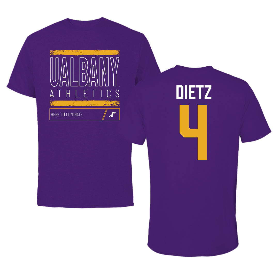University at Albany Football Purple Dominate Tee - #4 MarQeese Dietz