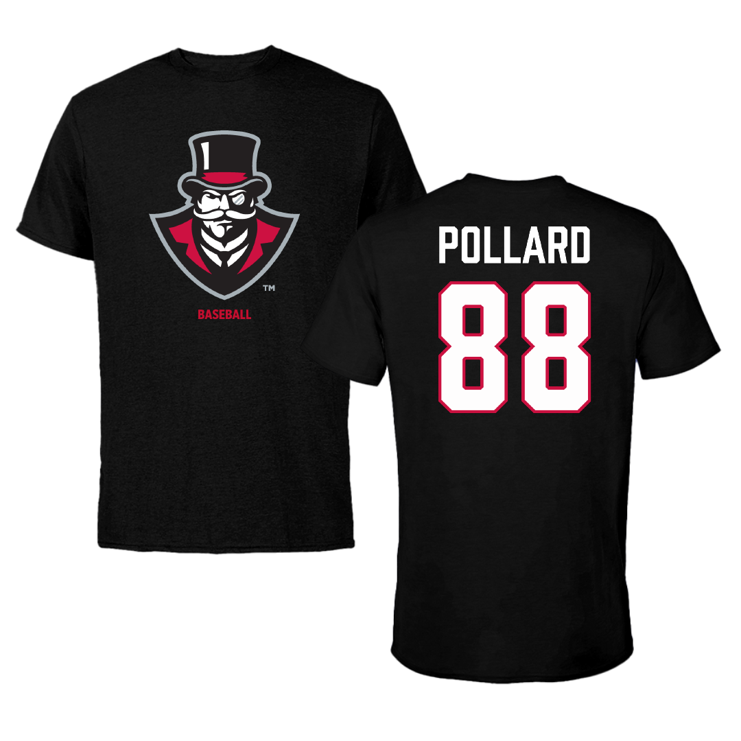 Austin Peay State University Baseball Black Performance Tee - #88 Davin Pollard