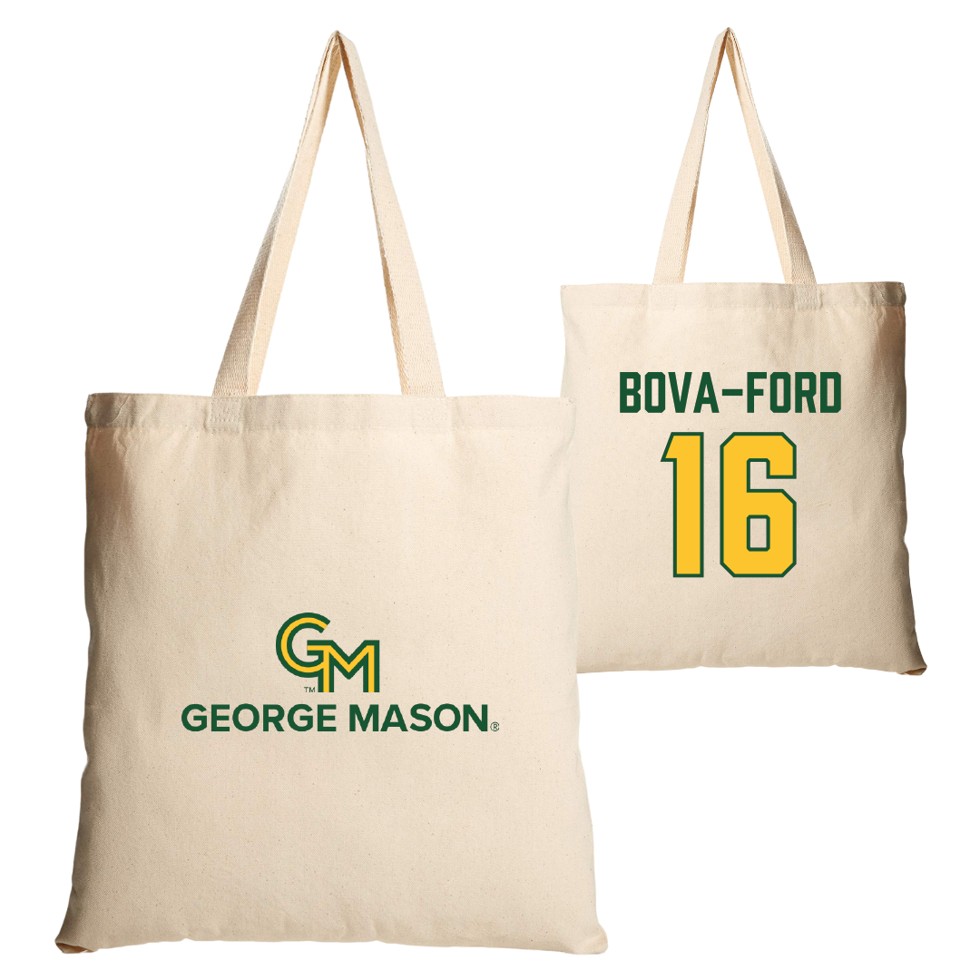 George Mason University Volleyball Tan Canvas Tote Bag - #16 Damiana Bova-Ford