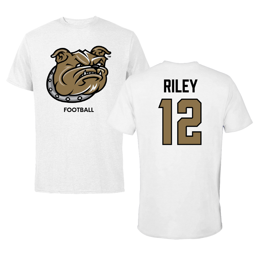 Bryant University Football White Tee - #12 Tristen Riley