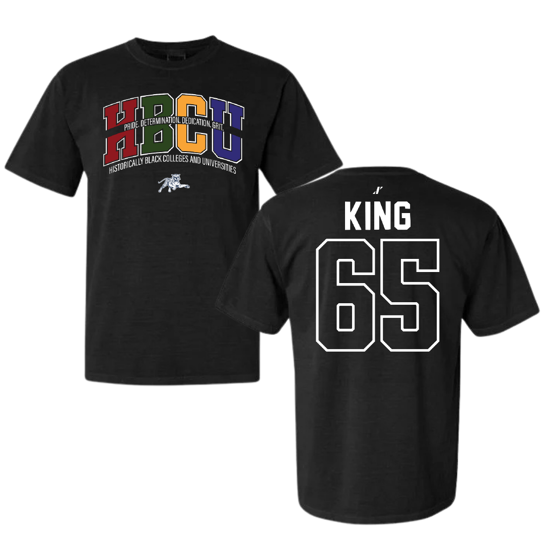Jackson State University Football Black HBCU Comfort Colors Tee - #65 Jackson King