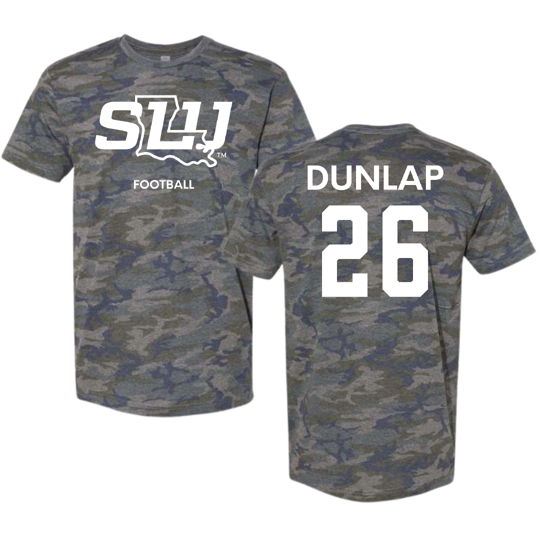 Southeastern Louisiana University Football Vintage Camo Tee - #26 Austin Dunlap