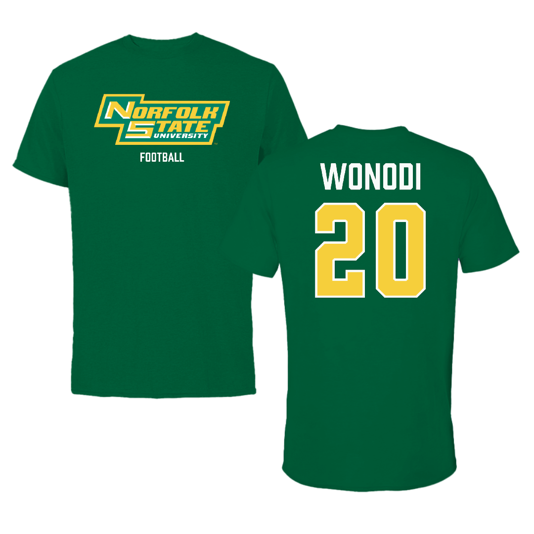 Norfolk State University Football Green Tee - #20 Jason Wonodi