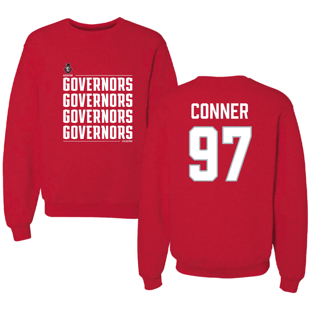 Austin Peay State University Football Red General Crewneck - #97 Carson Conner