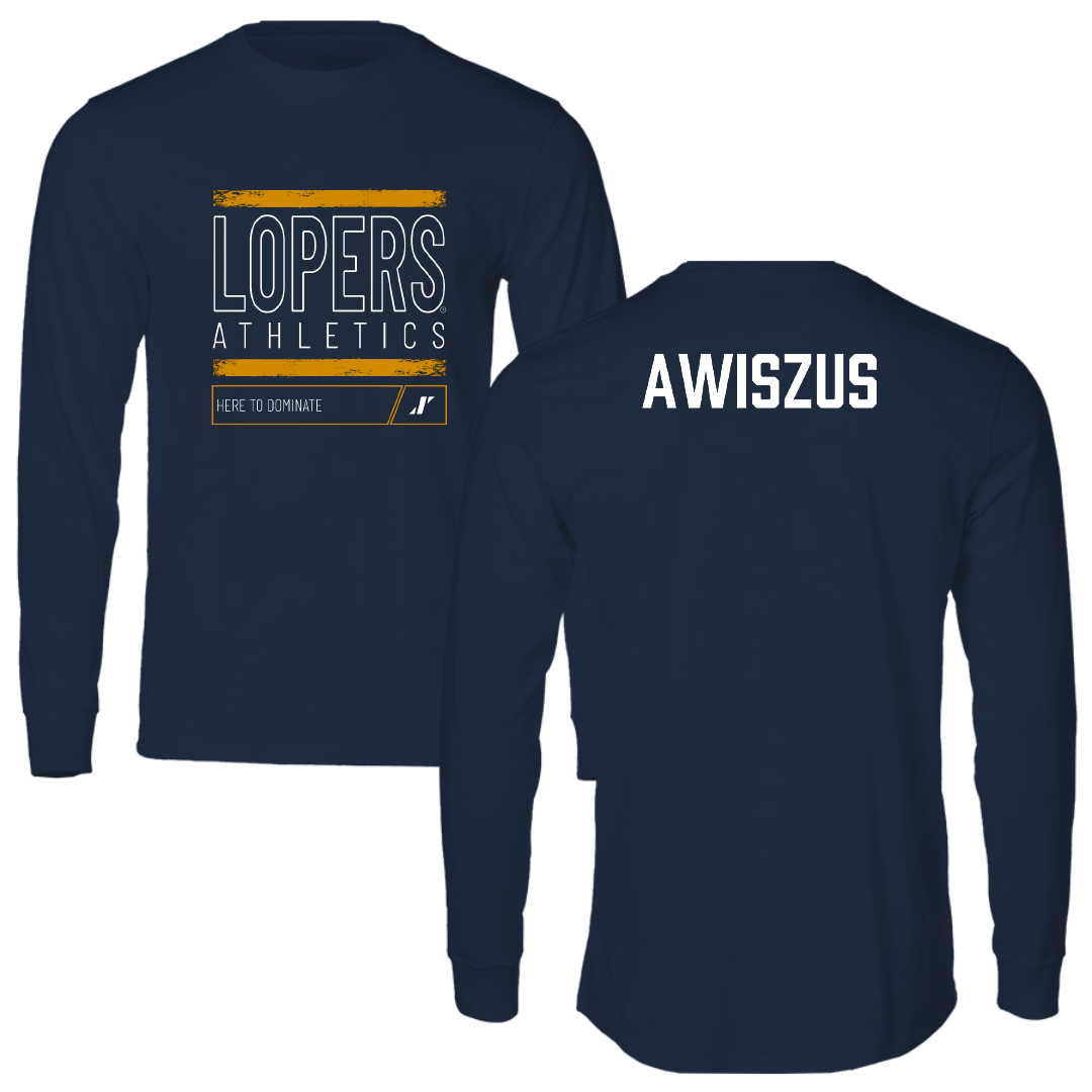 University of Nebraska at Kearney Wrestling Navy Dominate Performance Long Sleeve - Jacob Awiszus