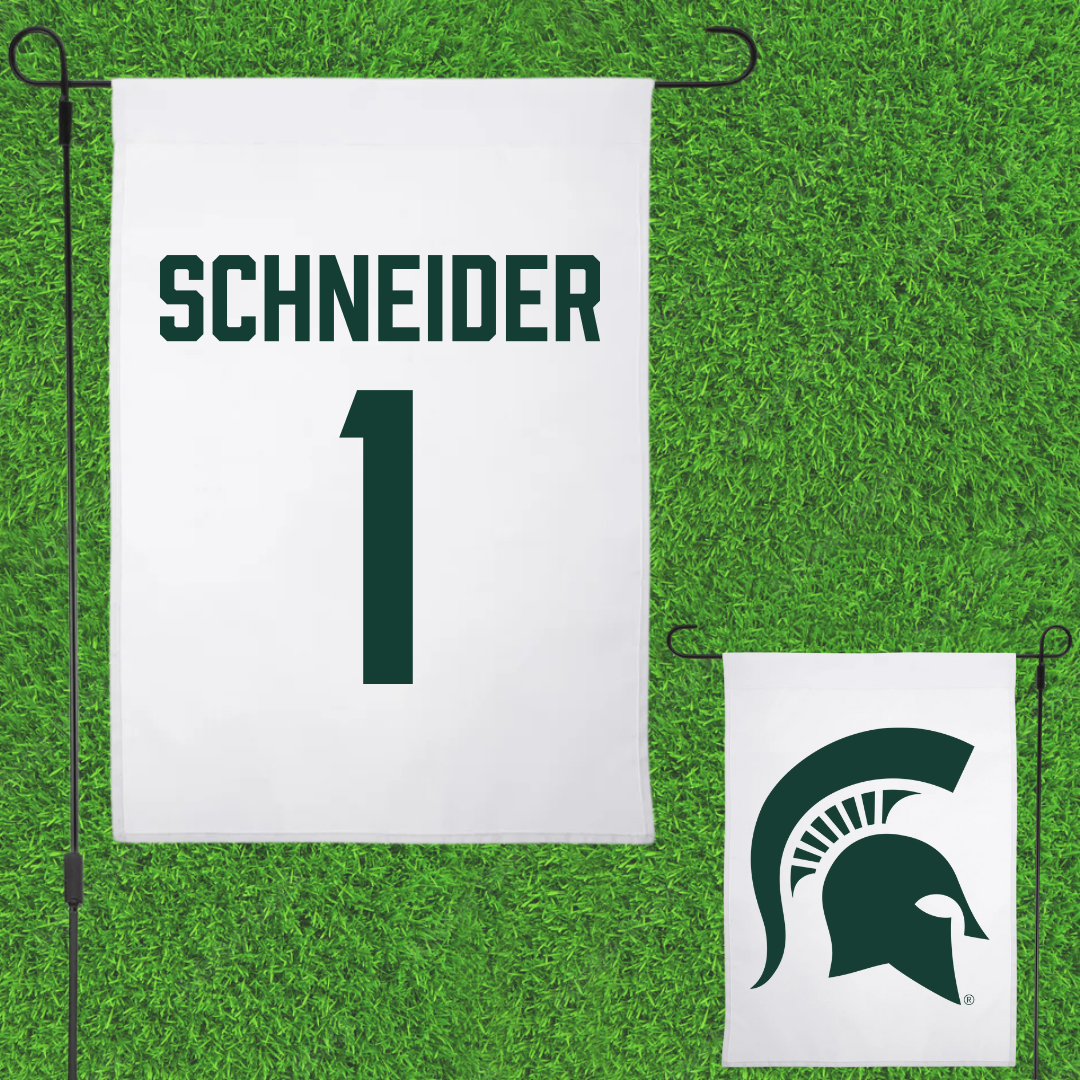 Michigan State University Volleyball White Garden Flag - #1 Lia Schneider