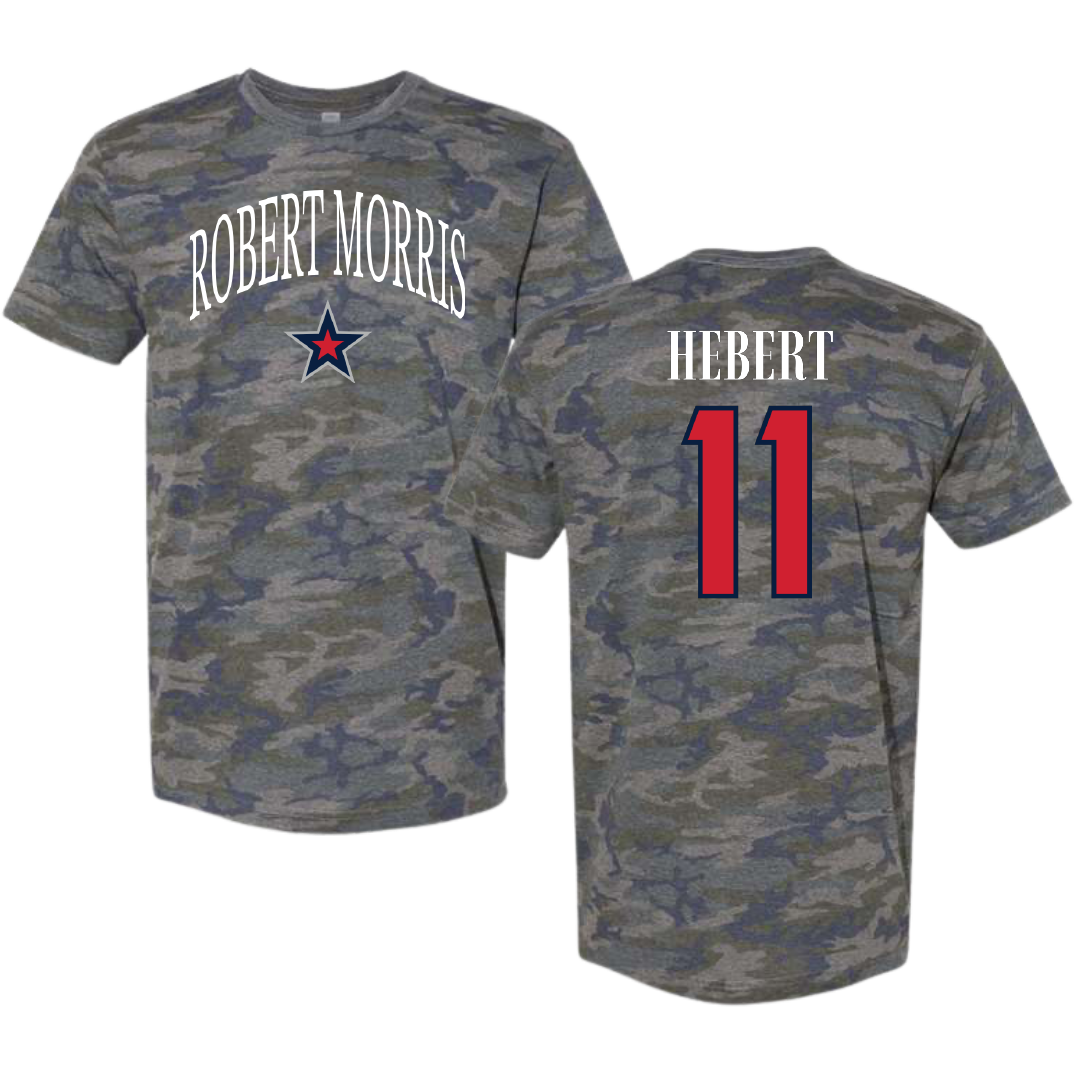 Robert Morris University Ice Hockey Vintage Camo Tee - #11 Cameron Hebert