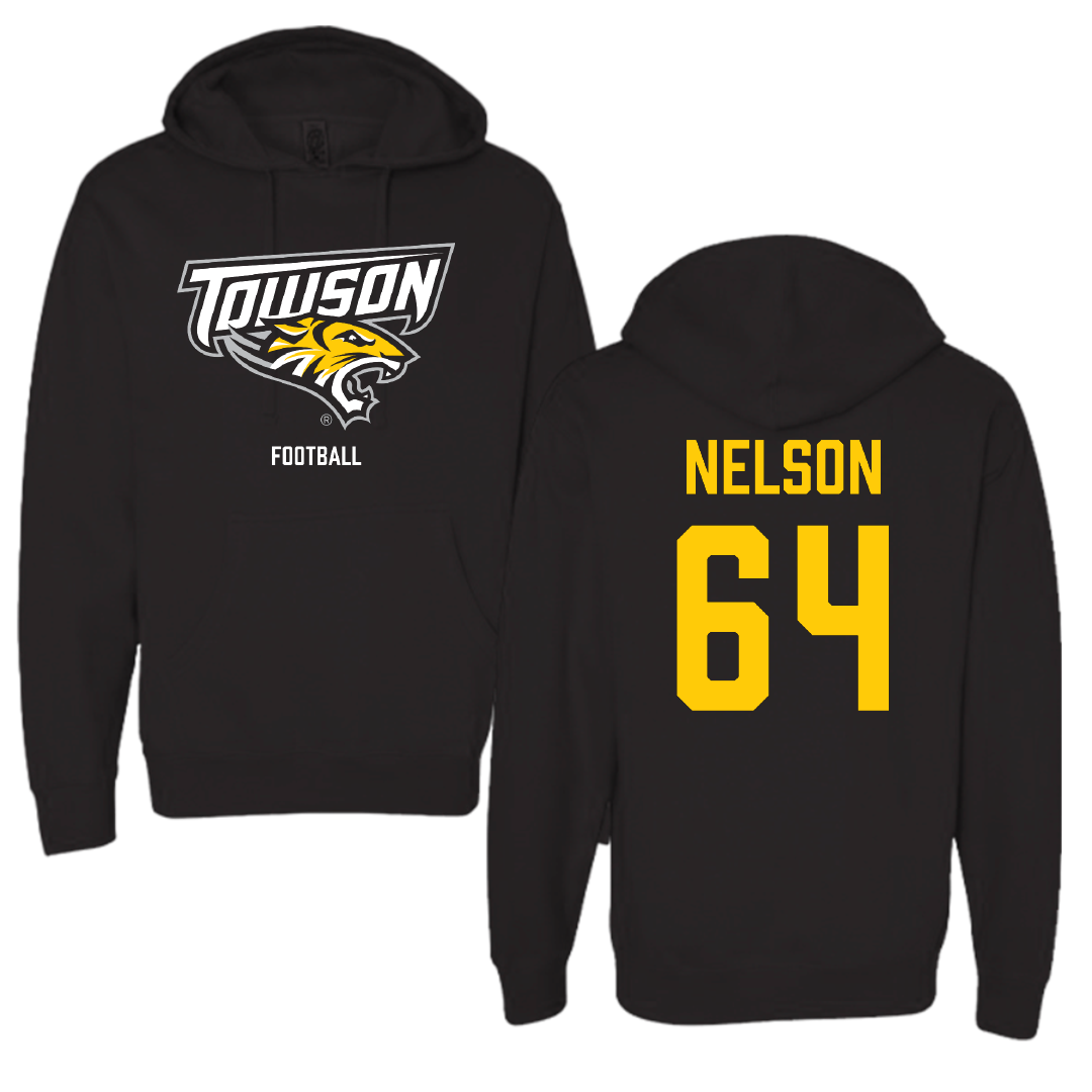 Towson University Football Black Hoodie - #64 Joden Nelson
