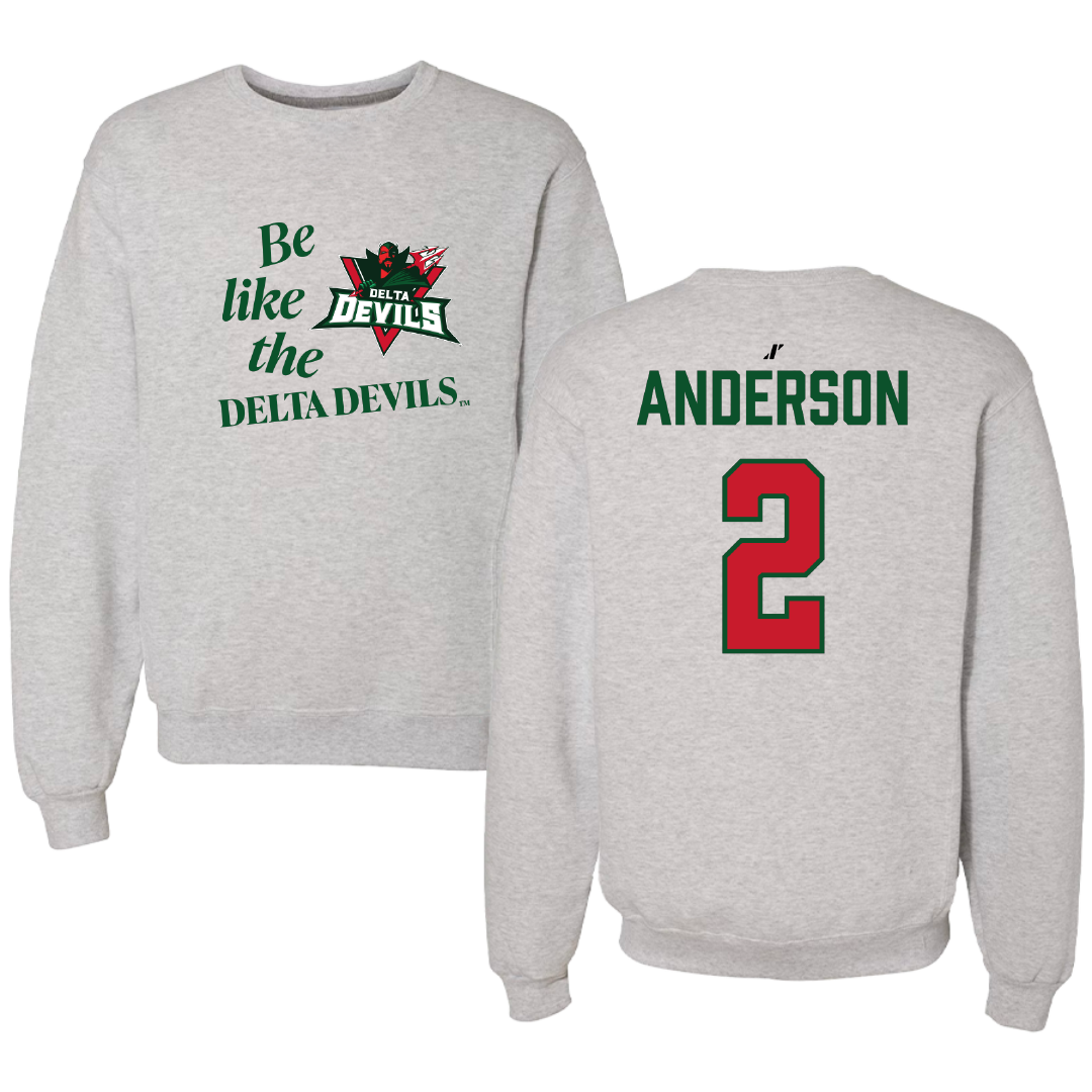 Mississippi Valley State University Football Light Gray Be Like Us Crewneck - #2 Jordan Anderson