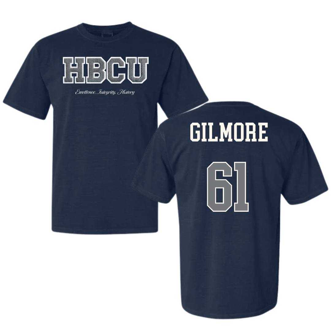 Jackson State University Football Navy HBCU Varsity Comfort Colors Tee - #61 Zyon Gilmore